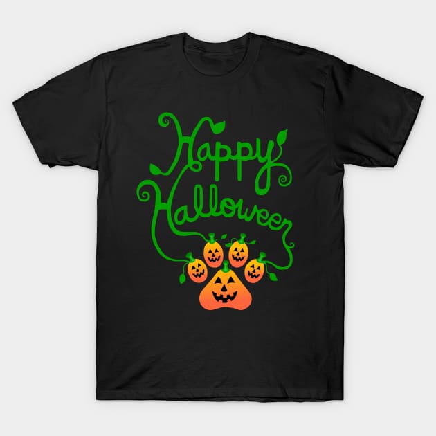 Happy Halloween Pawpkin Print T-Shirt by Art by Deborah Camp